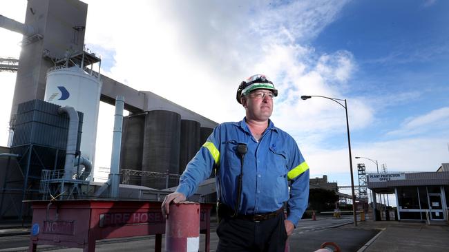 Alcoa employee Mark Burridge outside the aluminium smelter in Portland, Victoria. Picture: David Geraghty.