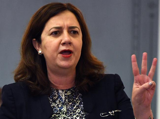 Queensland Premier Annastacia Palaszczuk is seen during question time at Queensland Parliament in Brisbane, Thursday, October 17, 2019. (AAP Image/Dan Peled) NO ARCHIVING