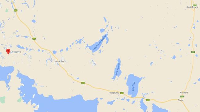 Map showing Kingoonya in the South Australian outback, about 43km from Glendambo.