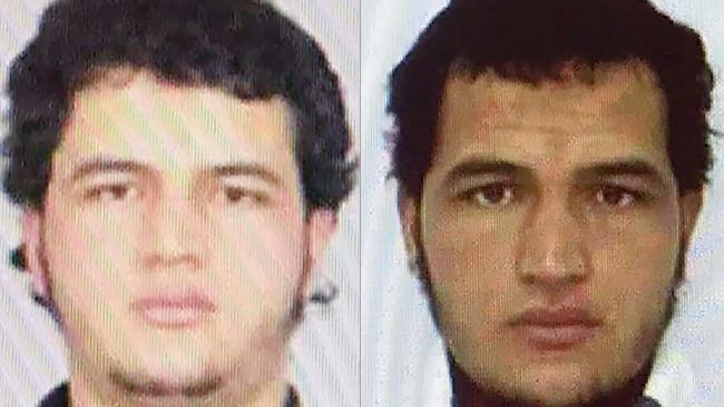 Portraits taken from a copy of the arrest warrant for a Tunisian man identified as Anis Amri. Picture: AFP