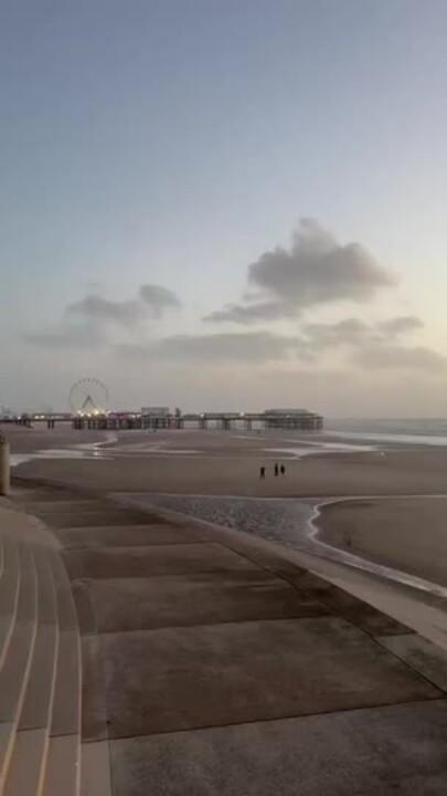 Sand Whips Across Beach as Storm Ashley Reaches England