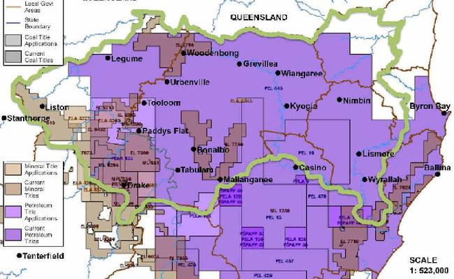 Current petroleum titles and applications in the Lismore state electorate. Picture: NSW Farmers Association