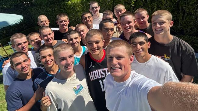 PAC's senior rowing squad after shaving their heads . Picture: Supplied