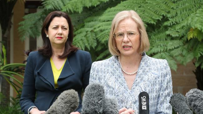 Premier Annastacia Palaszczuk and Chief Health Officer Janette Young. Picture: Peter Wallis