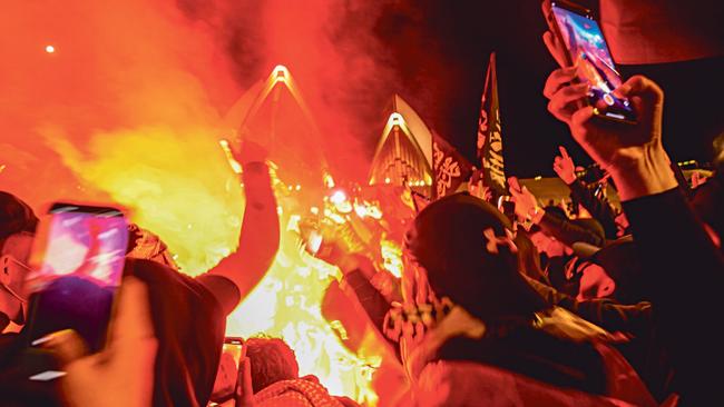 The outbreak of war between Israel and Hamas in October last year divided citizens across the world, including Australia. A pro-Palestine rally was held on the forecourt of Sydney Opera House in Sydney. Picture: NCA NewsWire / Jeremy Piper