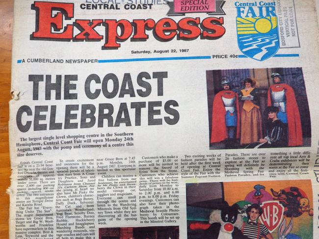 The Central Coast Express Advocate's front page for the opening of Erina Fair in 1987.