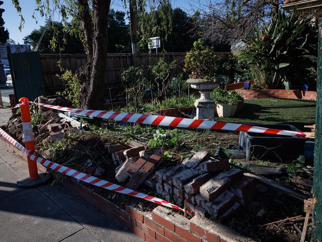 The fence of a nearby property destroyed after being hit by the Jeep. Picture: Nadir Kinani