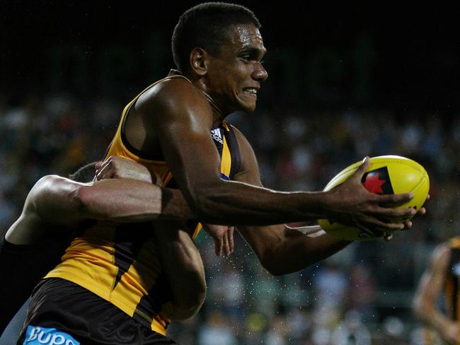 Jermaine Miller-Lewis was 18 when he was drafted as a rookie to Hawthorn in 2014. Picture: George Salpigtidis