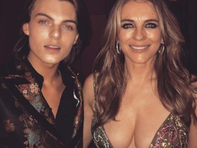 Liz Hurley's provocative selfie with son Damian. Picture: Liz Hurley/Instagram