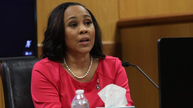 Fulton County District Attorney Fanni Willis testifies during a hearing in Atlanta, Georgia, on Thursday. Picture: AFP