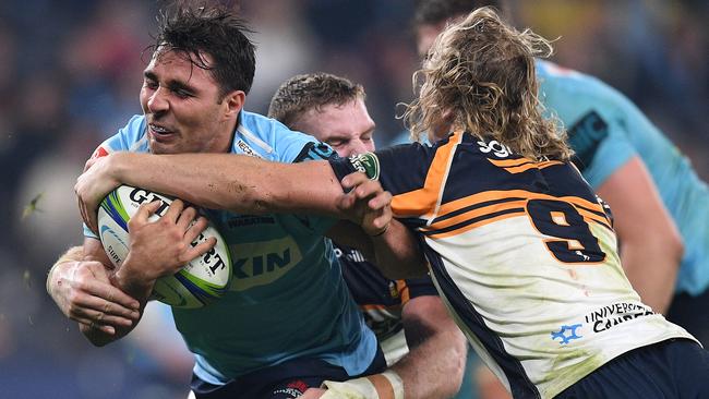 Waratahs halfback Nick Phipps tries to breach the Brumbies’ defence. Picture: AAP