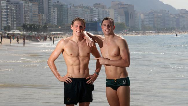 Australian Gold medal swimmers Mack Horton and Kyle Chalmers. Picture: Alex Coppel