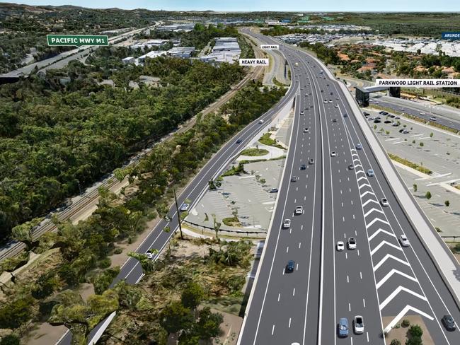 Artist impression of Coomera Connector at Parkwood. Picture: TMR