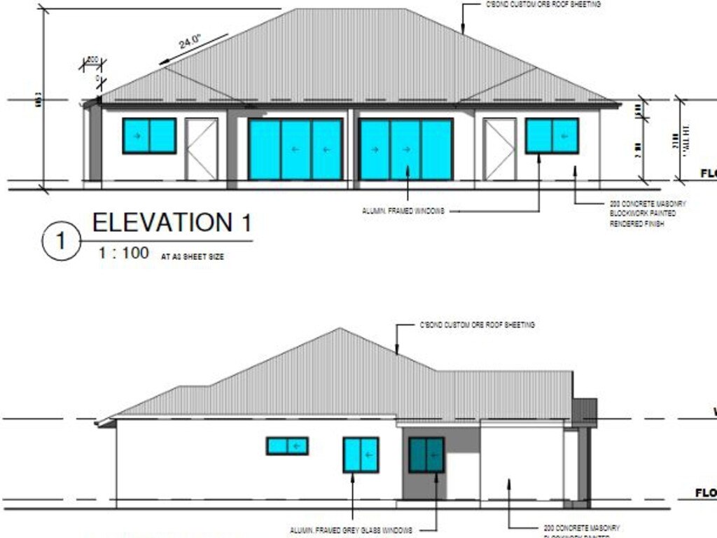 Elevations of the proposed houses by C&B Designs.