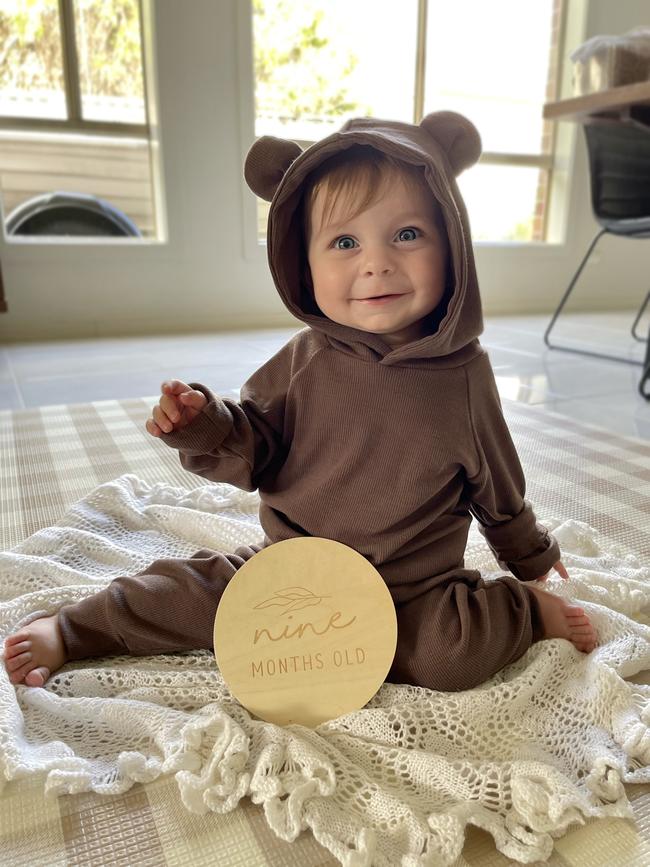 Sam Dosen, nine months old. Sam is a cheeky little wiggle worm. He loves bath time, playing peekaboo and shaking his booty to the Wiggles.