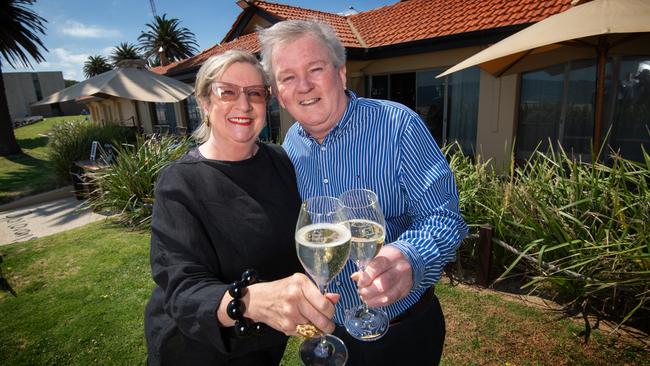 Gail and Kevin Donovan at their restaurant in St Kilda. Picture: Tony Gough