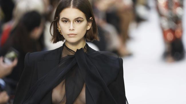 Model Kaia Gerber wears a creation as part of the Valentino Ready To Wear Spring-Summer 2020 collection, unveiled during the fashion week, in Paris, Sunday, Sept. 29, 2019. (Photo by Vianney Le Caer/Invision/AP)