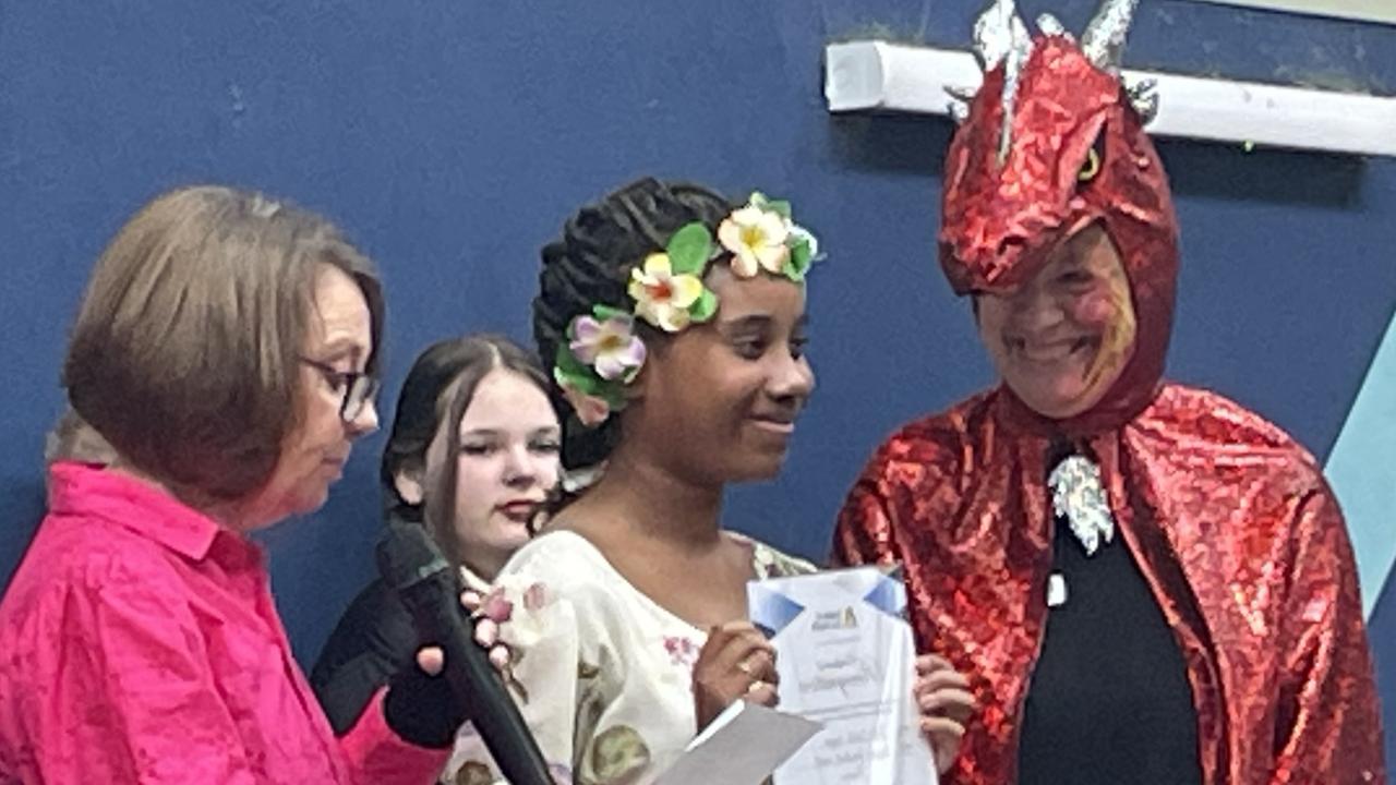 SA Local Hero and leading lymphoedema patient advocate Monique Bareham, Morphett Vale East School Year 5 student Ruth Kayee Smith and school principal Carolyn Mildrum. Picture: supplied