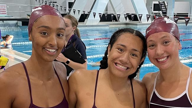 St Peters Lutheran College trio Semra Olowoniyi, Clarvia Johnson-Tiumalu and Amelia Weber.