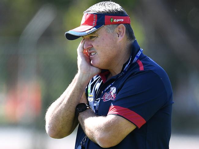 Queensland Reds head coach Nick Stiles looks on during training in Brisbane, Thursday, May 11, 2017. The Reds will clash with the Melbourne Rebels in their round 12 Super Rugby match at AAMI Park on Saturday. (AAP Image/Dan Peled) NO ARCHIVING