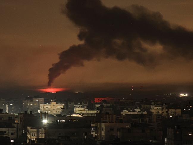 An explosion after another Israeli bombardment of Khan Yunis in the southern Gaza Strip. Picture: AFP