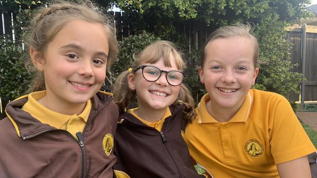 St Therese Catholic Primary School students Maddy, Rose and Georgia. Pic: Madeline Crittenden.