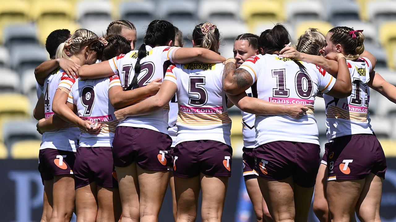 The Broncos are closing in on the NRLW minor premiership after they smashed the Dragons to claim their seventh win in a row. Picture: Ian Hitchcock/Getty Images