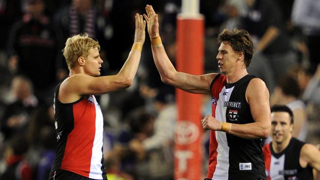 Nick Riewoldt and Justin Koschitzke combine in their playing days.