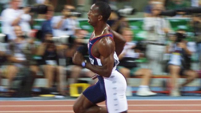 The legend Michael Johnson in action in Seville in 1999, when he set a new 400m world record.