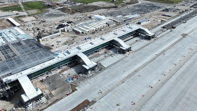 The construction of the new airport has passed the halfway point. Airfield construction is due to be completed in 2024, while terminal construction is due to be completed in 2025, prior to the commencement of major airport testing and commissioning. Photo: Supplied