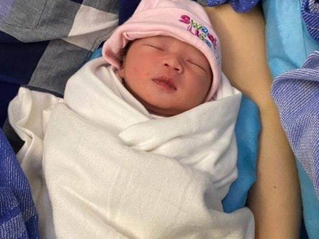 The baby was born two and a half hours before landing in Manila.
