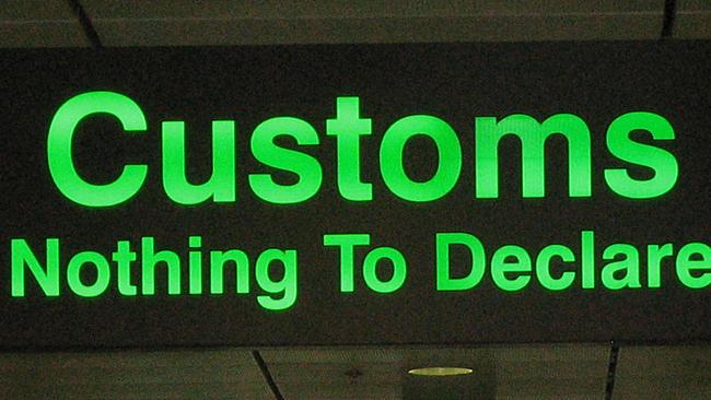 Customs. Nothing to Declare sign. Artwork. graphic. sign. Customs. International Airport. Baggage.