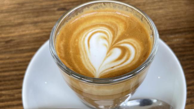 A macchiato from El Estanco, which was smooth and buttery. Picture: Amy Maynard