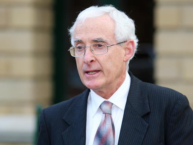 The Auditor-General of Tasmania, Mike Blake speaks to the media outside Parliament House, Hobart.