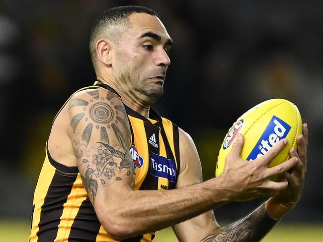 Shaun Burgoyne is just the fifth VFL/AFL player and the first Indigenous player to reach 400 games. (Photo by Quinn Rooney/Getty Images)