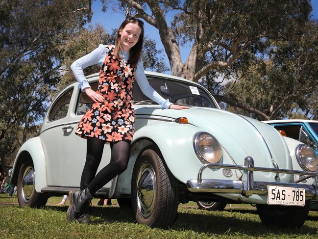 2022 Bay to Birdwood at the National Motor Museum. Elise Button,20, of St.Agnes, and her dadÃs 1966 VW Beetle. Picture: Dean Martin