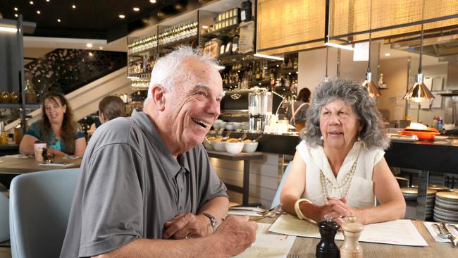 Guests, David and Jennifer Sutherland from NSW enjoying Peppers Hotel’s new restaurant. Picture: Dean Martin