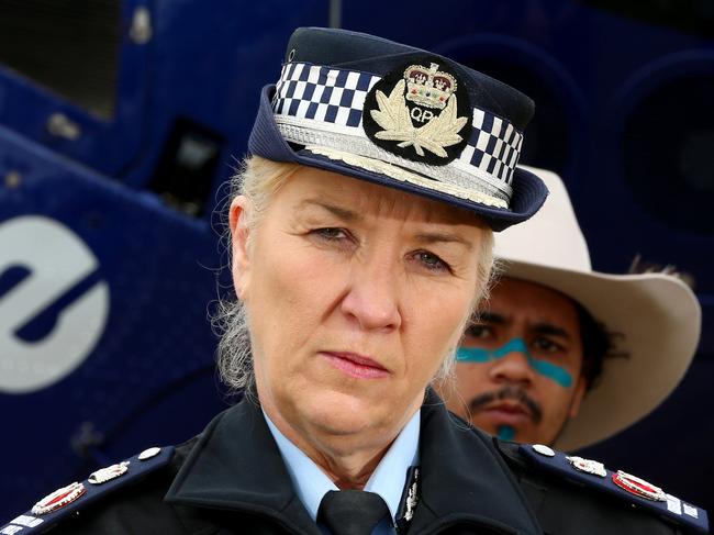 Queensland Police open day at the Bob Atkinson Operational Capability Centre - Queensland Police Commissioner Katarina Carroll pictured speaking to the media and Police recruits. Saturday 15th July 2023 Picture David Clark