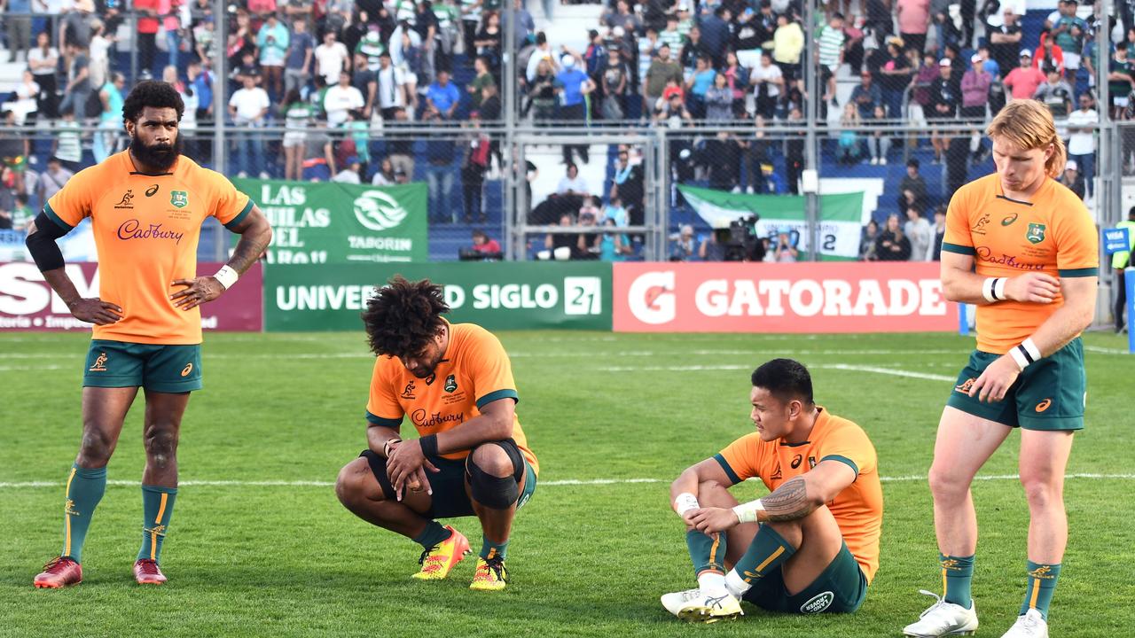 The Wallabies were smashed by Argentina at San Juan del Bicentenario Stadium on August 13, 2022 in San Juan. Photo: Getty Images