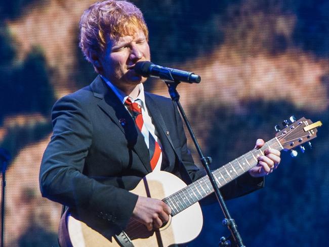 Ed Sheeran performs live at Michael Gudinski's State Memorial Service. Picture: Mushroom Creative Group