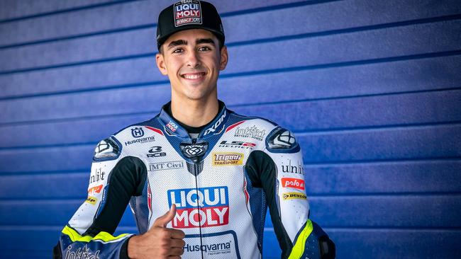 Senna Agius will race for the Liqui Moly Husqvarna Intact GP team in the Moto2 championship this year. Picture: Liqui Moly Husqvarna Intact GP