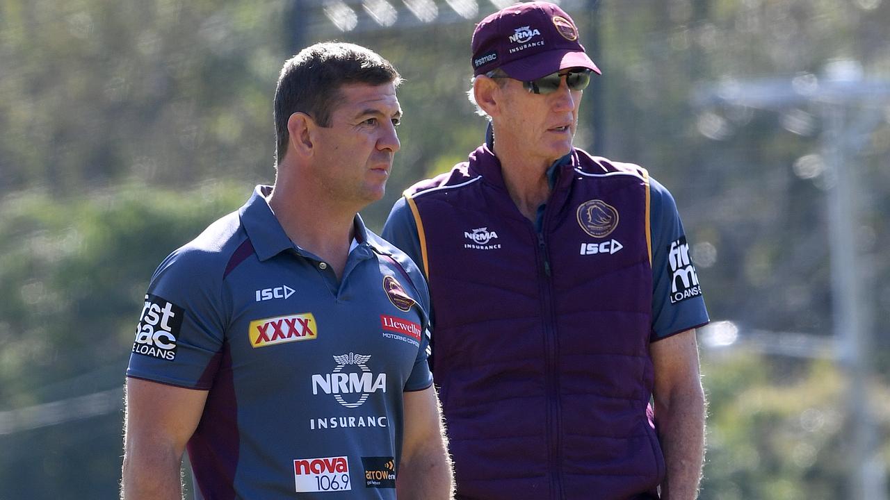 Jason Demetriou and Wayne Bennett during their time at the Broncos.