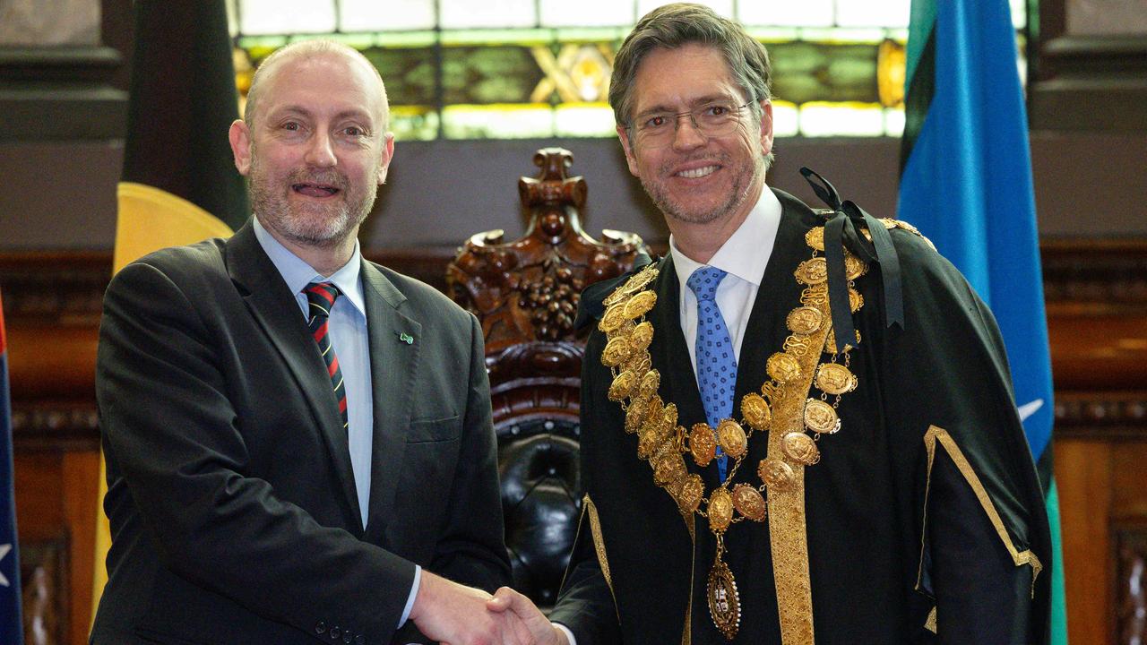 The council’s Finance, Gov­ernance and Risk portfolio lead Owen Guest with Lord Mayor Nick Reece. Picture: Jason Edwards