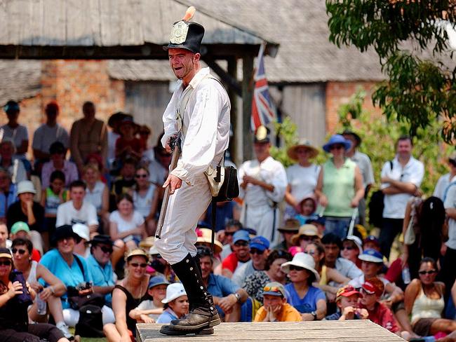 Large crowds at Old Sydney Town's last Australia Day. Picture: Troy Snook