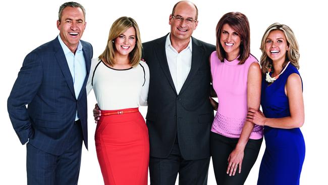 Doing the smashing ... <i>Sunrise</i> team (from left) Mark Beretta, Samantha Armytage, David Koch, Natalie Barr and Edwina Bartholomew.