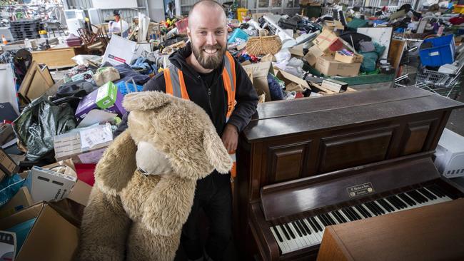 South Hobart Tip Shop operations co ordinator Matthew Parry ahead of the drive way Sale. Picture: Chris Kidd