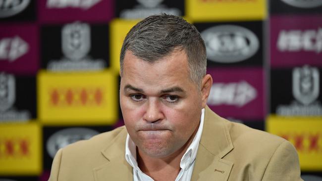 Broncos coach Anthony Seibold after the loss. Picture: AAP/Darren England