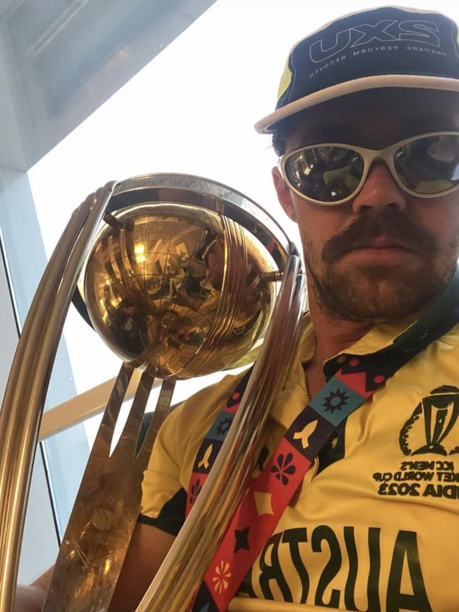 Australian cricketer Travis Head celebrates their World Cup win. Picture: instagram @travishead34