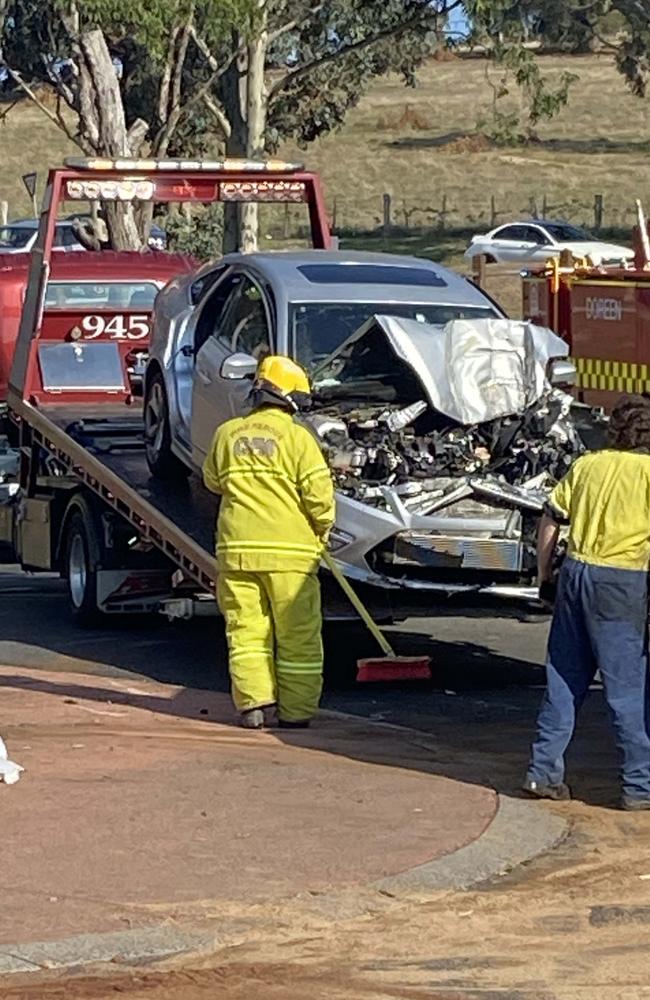 An elderly man and woman travelling in a sedan sustained serious injuries in a crash on Monday. Picture: Supplied