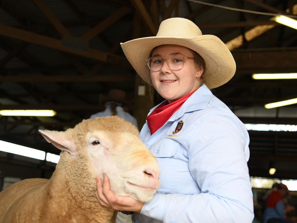 Lily Tonner with River competing in the sheep pavilion. Heritage Bank Toowoomba Royal Show. Saturday March 26, 2022